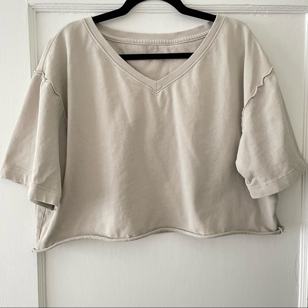 Cropped Raw Hem Oversized T-Shirt